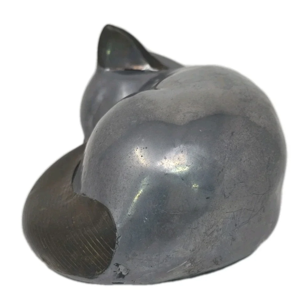 Vintage Two‎ Tone Metal Sleeping Cat Figurine 6